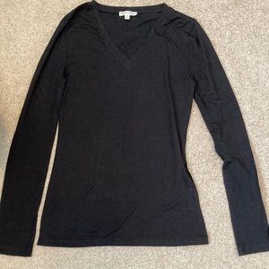 NWOT Medium Black V Neck Long Sleeve Fitted Top